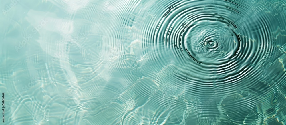 Aufkleber top view of clear water with rippled surface on a light blue backdrop with copy space image.