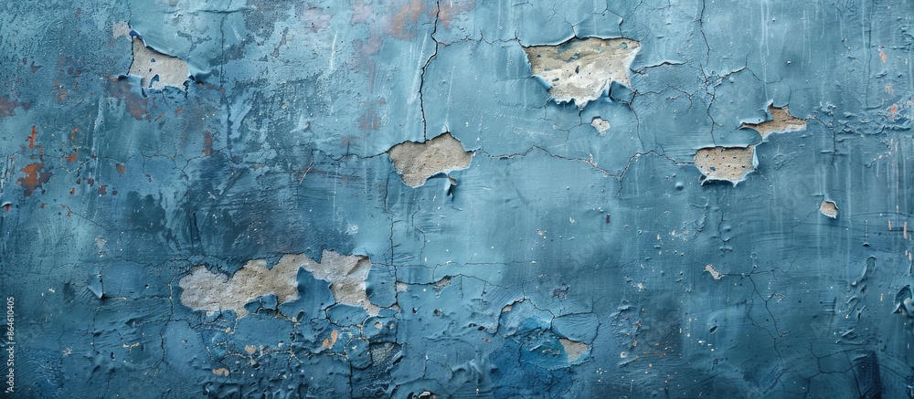 Poster a worn-out blue plaster surface creates an abstract background with copy space image.