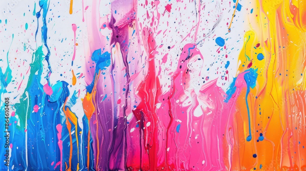 Poster vibrant abstract background with splashes of color and paint drips