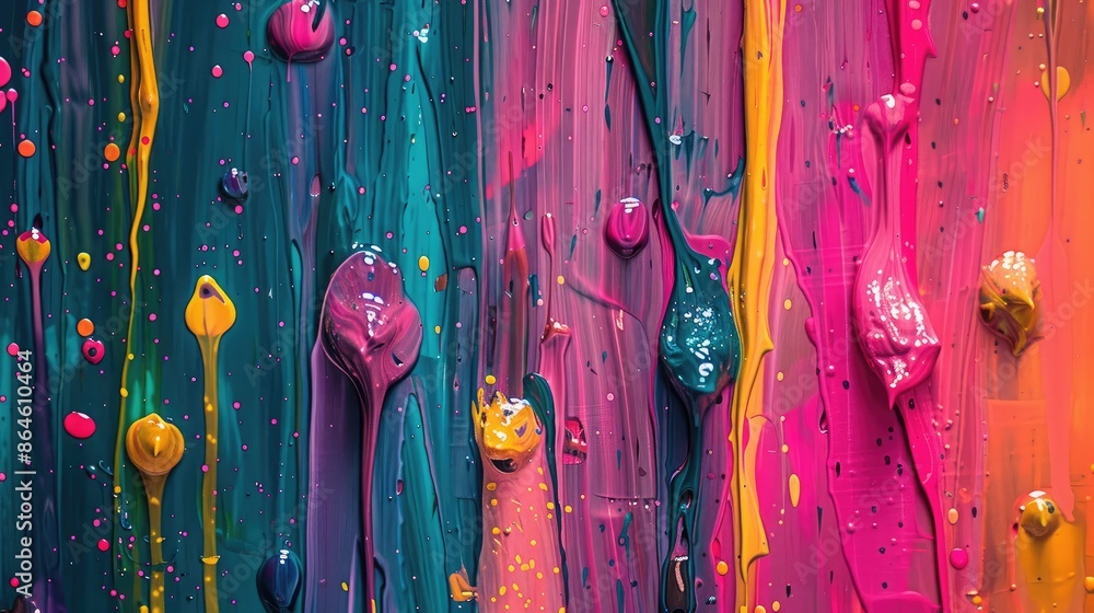 Poster vibrant abstract background with splashes of color and paint drips