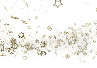 Holiday golden decoration, glitter frame isolated -