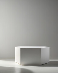 Fototapeta premium White Hexagon Podium on a White Background