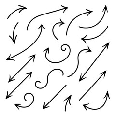 Vector hand drawn arrows collection set simple flat arrows isolated on white background arrow mark icons (31)