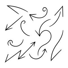 Vector hand drawn arrows collection set simple flat arrows isolated on white background arrow mark icons (13)