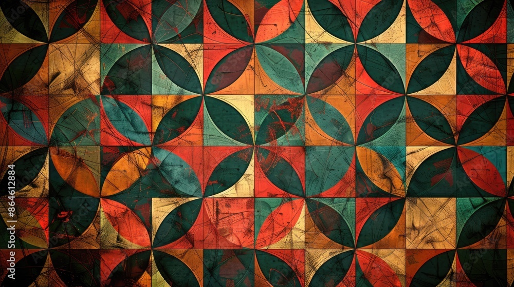Poster vintage texture seamless background with abstract geometric pattern