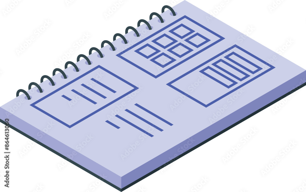 Poster web designer is working on a website interface layout using a notebook