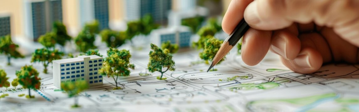 Sustainable Urban Planning in Detailed Illustration