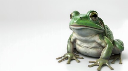 Obraz premium 3. Produce an accurate and captivating depiction of a frog, emphasizing its full body and natural environment, free from distractions like text or logos, suitable for a pristine white background.