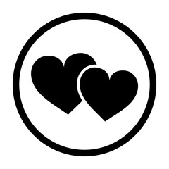 Vector design of two hearts together - Icon of two hearts in a circular frame - Love concept illustration