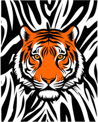 Obraz premium Tiger's Gaze Through Striped Pattern