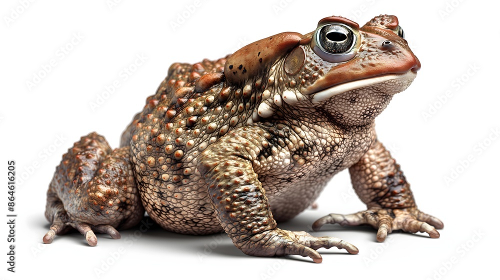 Poster 2. create a high-quality image of a toad in a characteristic pose, emphasizing its unique anatomy an