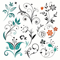 Vector various different floral designs (14)