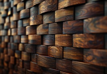 Naklejka premium Wooden Wall Paneling With Interlocking Pattern