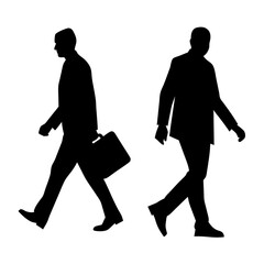 Vector walking with briefcase silhouette, white background (5)