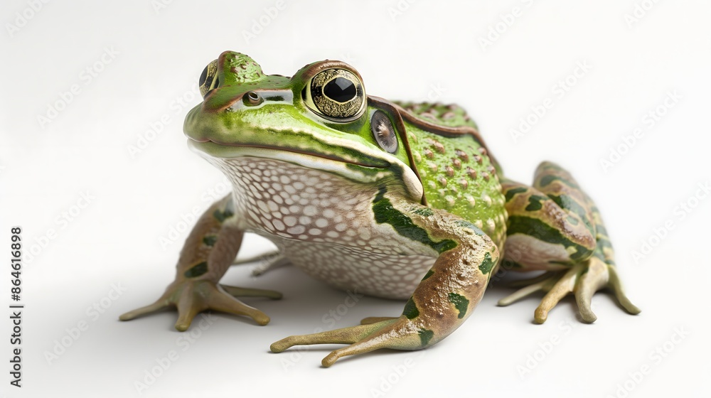 Poster 2. generate a high-resolution image of a frog in a natural pose, highlighting its distinct markings 