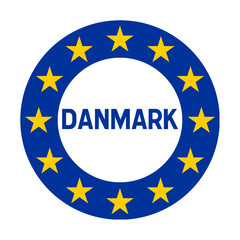 Denmark sign illustration with the European flag