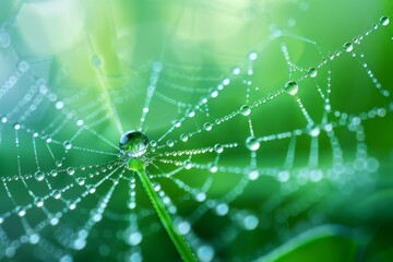 Obraz premium Dew Drops on Spider Web
