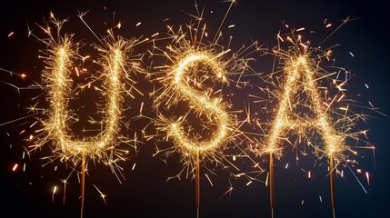 Starry Spectacle: Fireworks Form USA Letters (Independence Day, Creative)