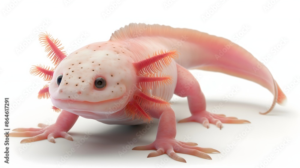 Poster 2. create a realistic and colorful image of an axolotl in a relaxed pose, highlighting its distincti