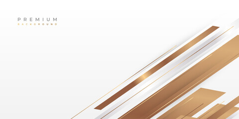 Luxury White and Gold Background with Golden Lines and Paper Cut Style. Premium Gray and Gold Background for Award, Nomination, Ceremony, Formal Invitation or Certificate Design