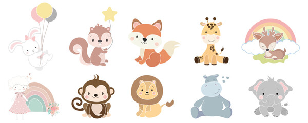 Funny animal cartoon illustration vector