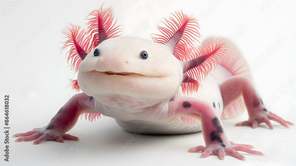 Aufkleber 2. create a realistic and colorful image of an axolotl in a relaxed pose, highlighting its distincti