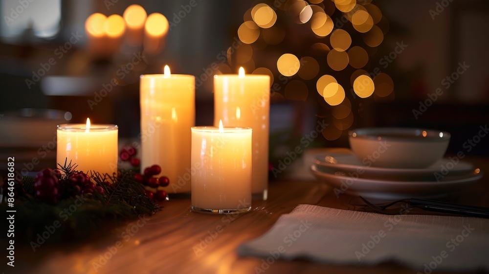 Poster The flickering glow of candlelight illuminates the table creating a warm and inviting ambiance.