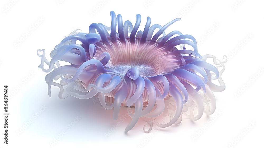 Poster 3. produce a realistic and visually captivating depiction of a sea anemone, emphasizing its full bod