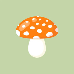 Yellow fly agaric. Poisonous mushroom. Vector illustration in flat style