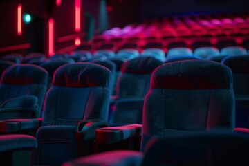 Fototapeta premium Rows of empty seats in a cinema or theatre Generative ai 