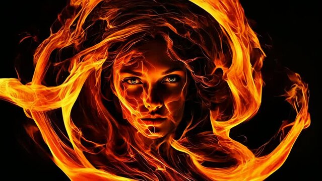 Womans face in flames
