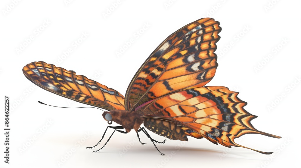 Poster 2. render a high-resolution image of a butterfly in a natural pose, emphasizing its intricate patter