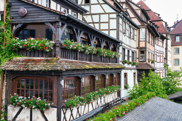 Strasbourg, France - June 18, 2024: Traditional houses in La Petite France, Strasbourg, Alsace, France