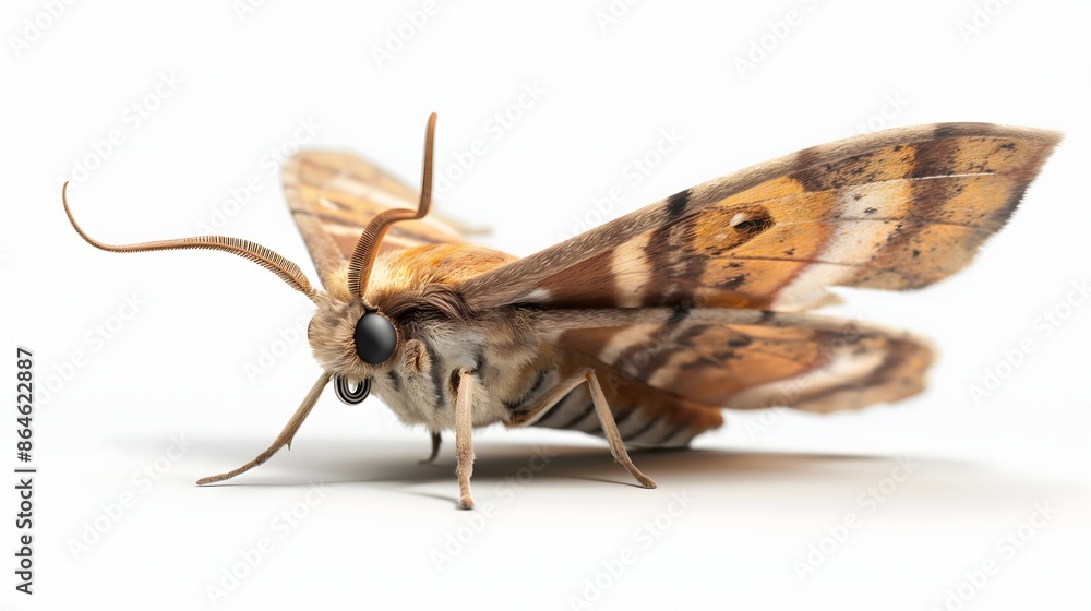 Poster 2. render a high-resolution image of a moth in a natural resting position, emphasizing its unique an