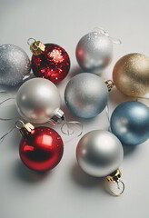 Christmas Ornaments on Isolated White Background