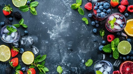 Refreshing Summer Drink with Berries, Citrus and Mint