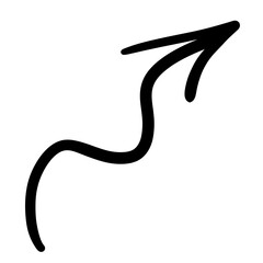 One black drawn arrow isolated on white