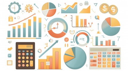 Colorful Financial and Business Charts and Graphs