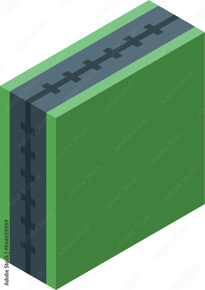 Poster green energy storage block with power indicator showing charging status isometric icon