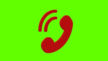 call telephone red set icon 3d illustration rotation