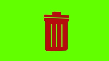 trash bin red set icon 3d illustration rotation
