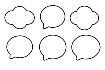Speech Bubble Collection, Black and White, Outline Style, Vector Graphics