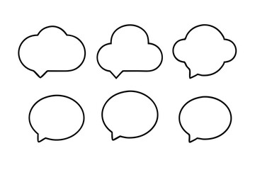 Speech Bubble Frames Collection, Black and White, Outline Style, Vector Graphics