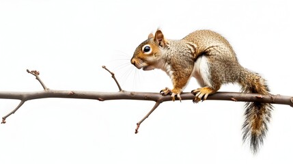 Squirrel Balancing on Thin Branch with Blank Space