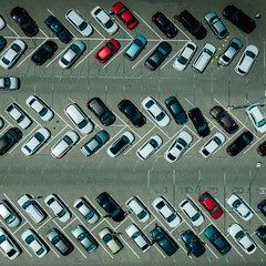 Top view on parking lot with many cars © SDF_QWE