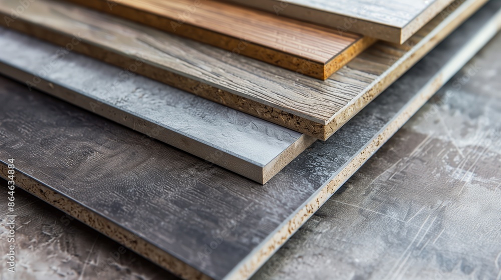 Poster various textured mdf boards are arranged sequentially, showcasing distinct appearances and surface q