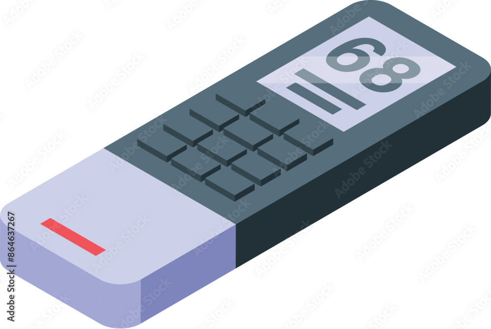 Aufkleber isometric air conditioner remote control with digital display showing sixty eight degrees fahrenheit