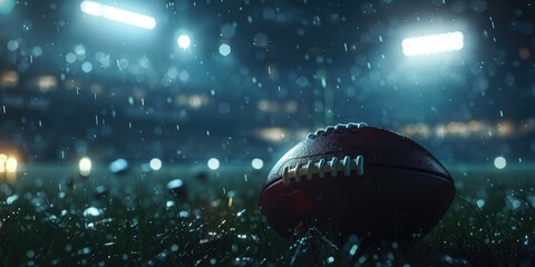 Naklejka premium A detailed view of a football on a grassy field