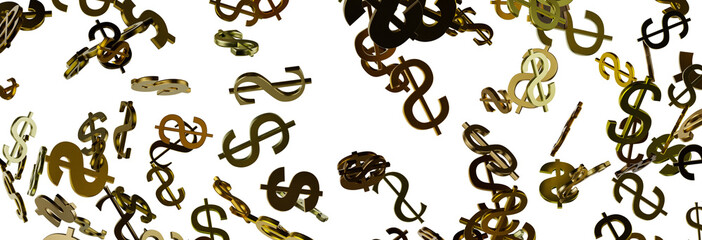 Dollar Signs Raining over Transparent Background