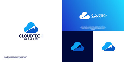 cloud server logo, digital data storage, vector graphic design.